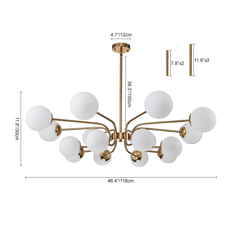 Zorion Frosted Sputnik Glass Chandelier - Lamp Copper