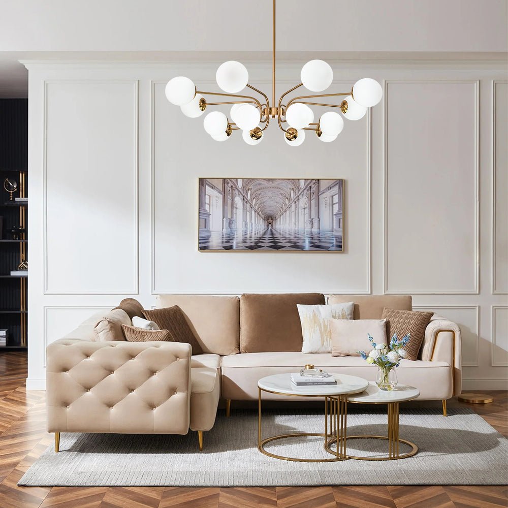Zorion Frosted Sputnik Glass Chandelier - Lamp Copper