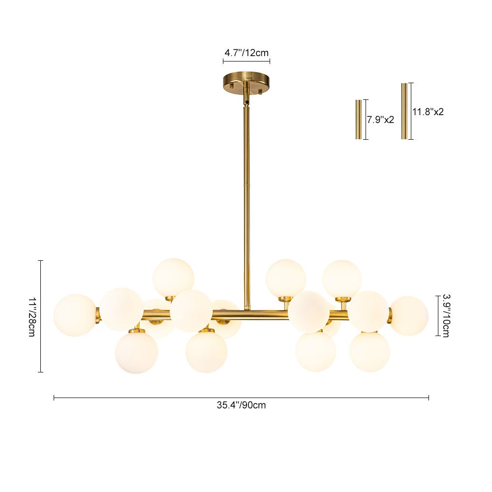 Iris Modern Linear Glass Chandelier - Lamp Copper