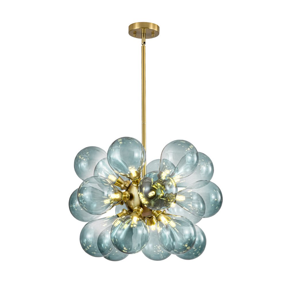 Odin Scandinavian Blue Glass Chandelier - Lamp Copper