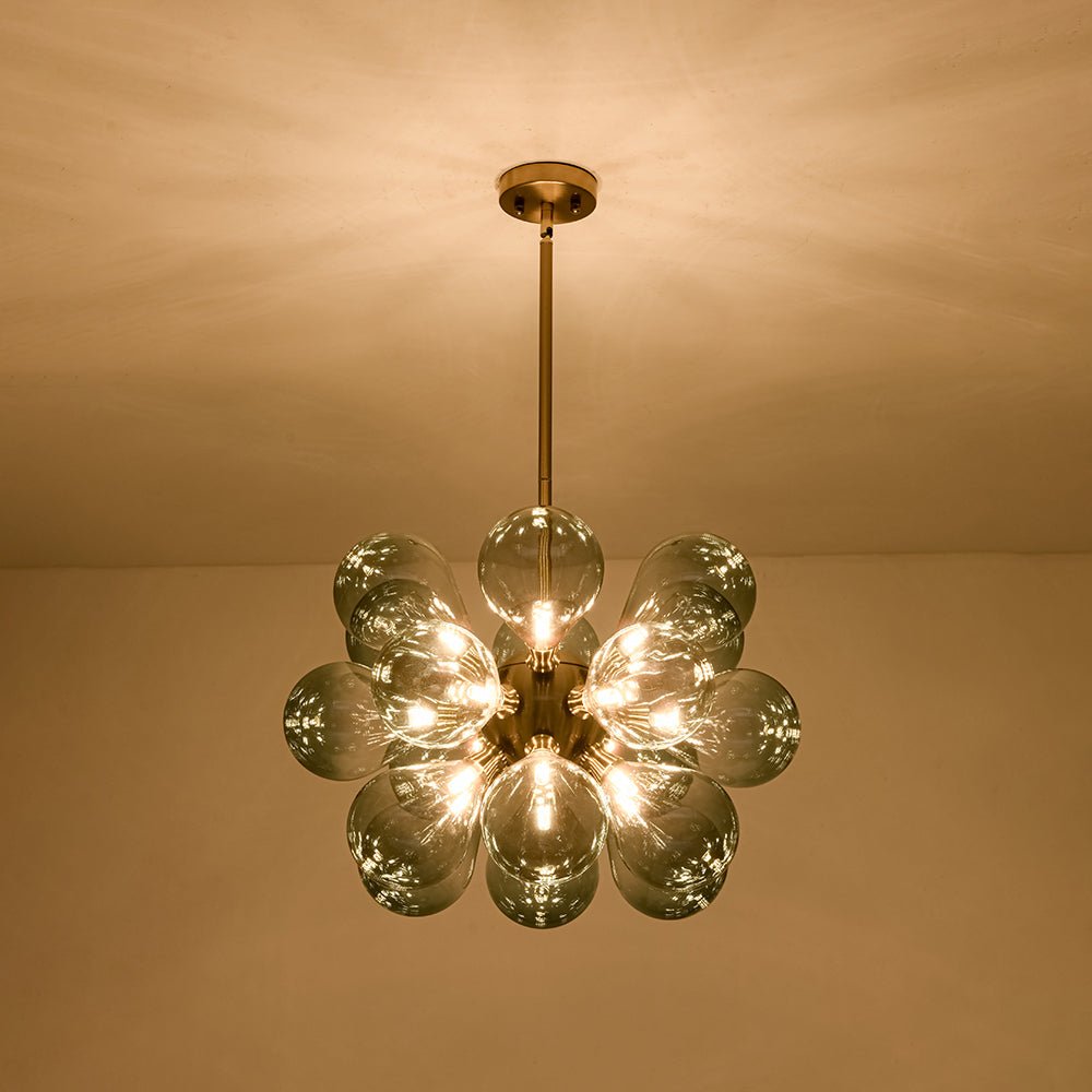 Odin Scandinavian Blue Glass Chandelier - Lamp Copper
