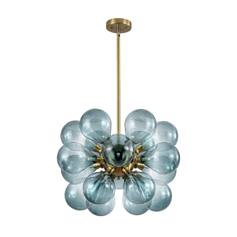 Odin Scandinavian Blue Glass Chandelier - Lamp Copper