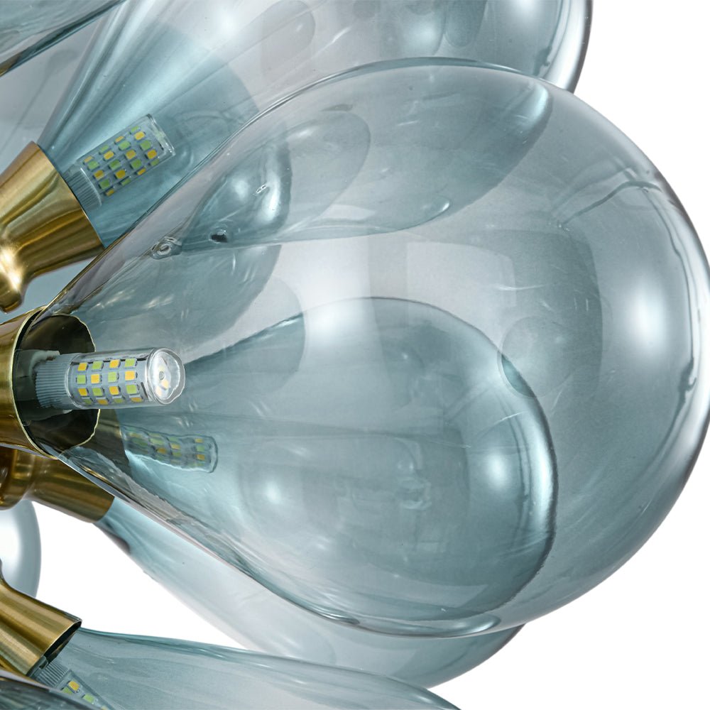 Odin Scandinavian Blue Glass Chandelier - Lamp Copper