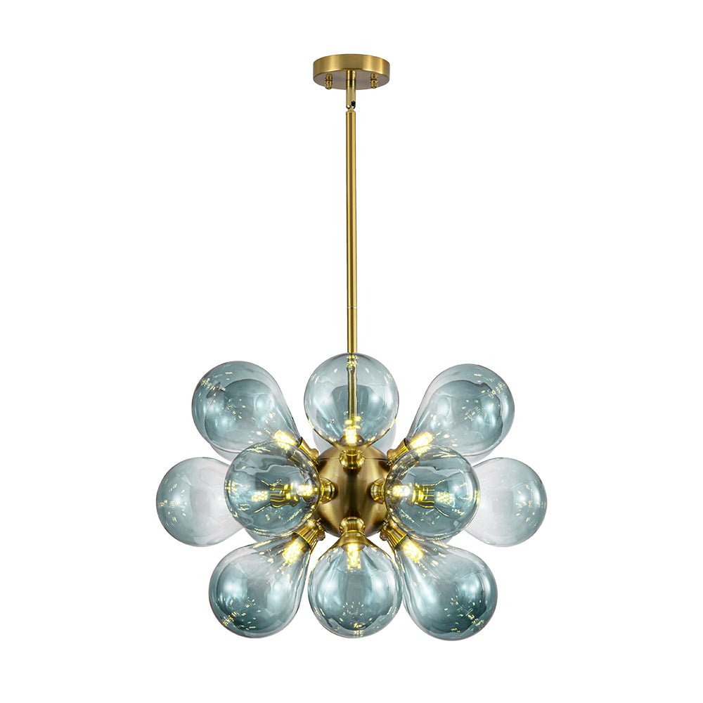 Odin Scandinavian Blue Glass Chandelier - Lamp Copper