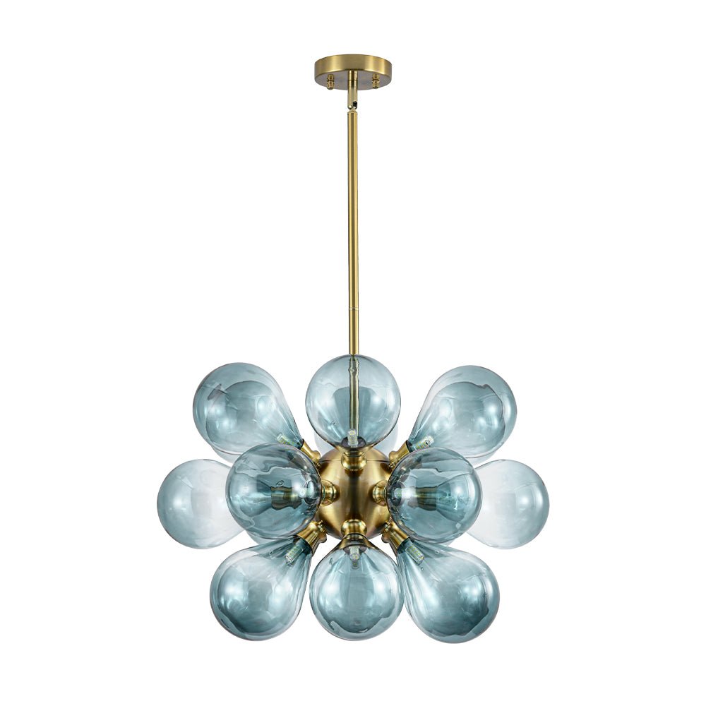 Odin Scandinavian Blue Glass Chandelier - Lamp Copper