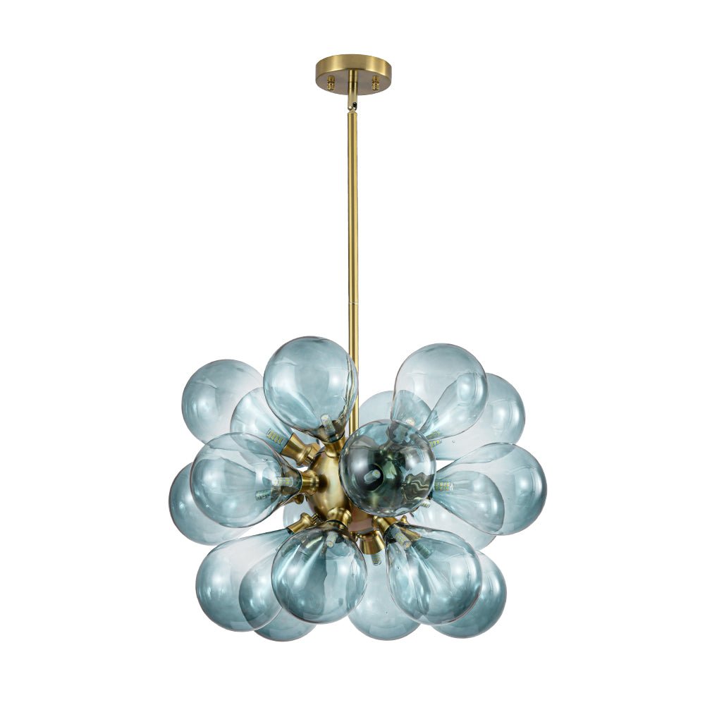 Odin Scandinavian Blue Glass Chandelier - Lamp Copper