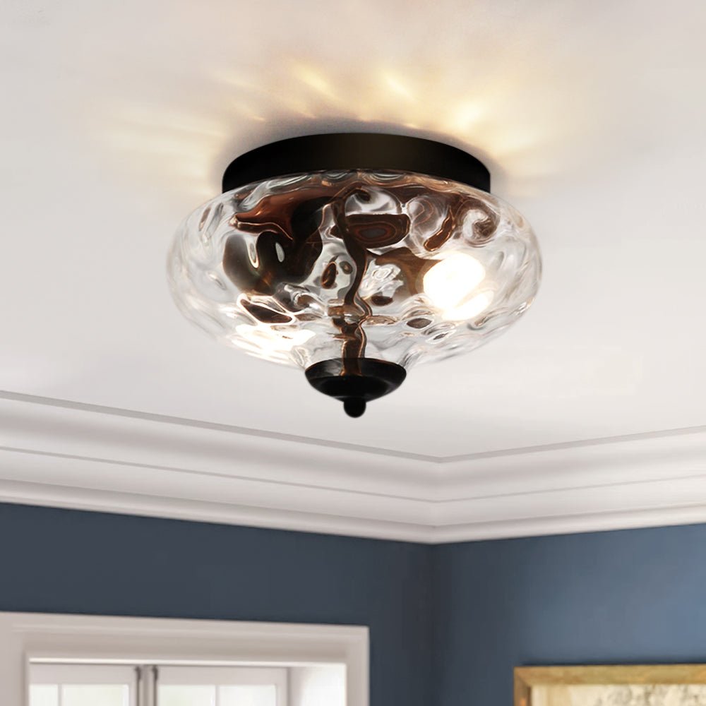 Vesila Industrial Glass Flush Mount Light - Lamp Copper