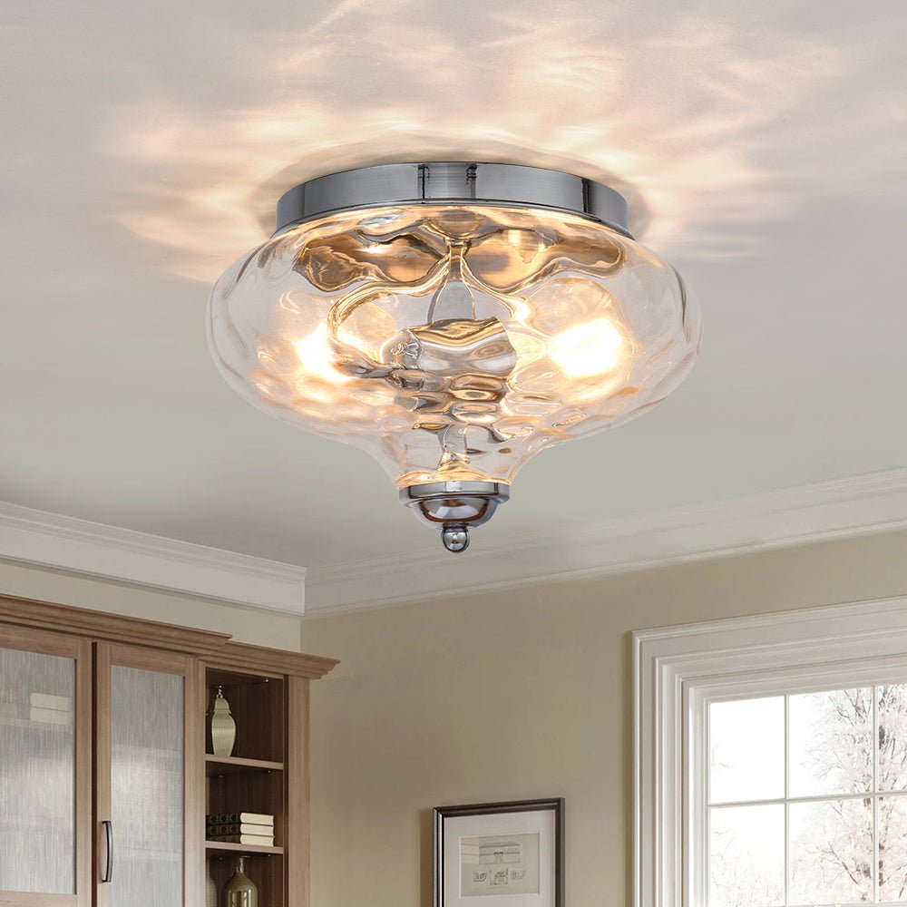 Oralon Modern Glass Flush Mount Ceiling Light - Lamp Copper