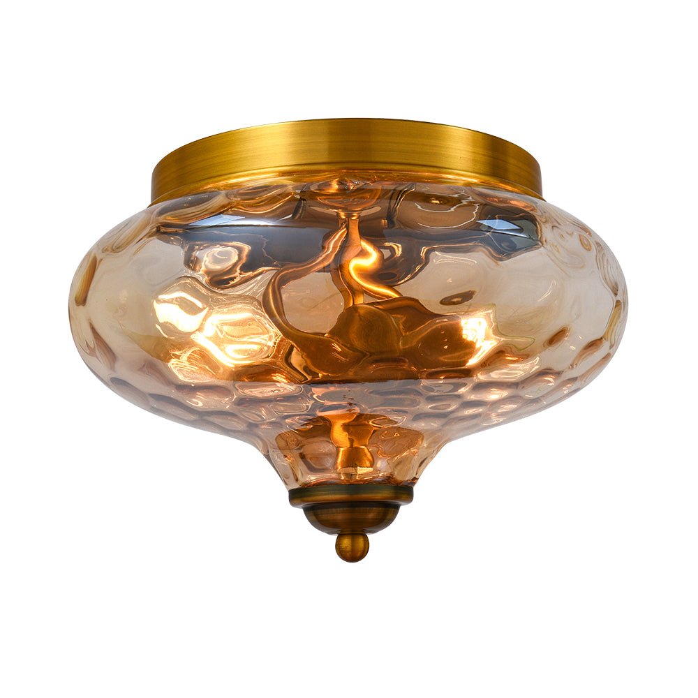 Oralon Modern Glass Flush Mount Ceiling Light - Lamp Copper