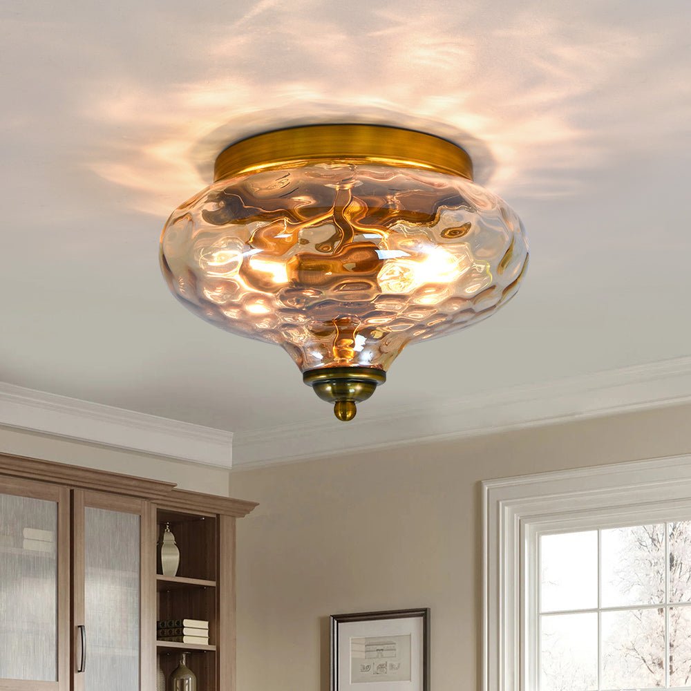 Oralon Modern Glass Flush Mount Ceiling Light - Lamp Copper