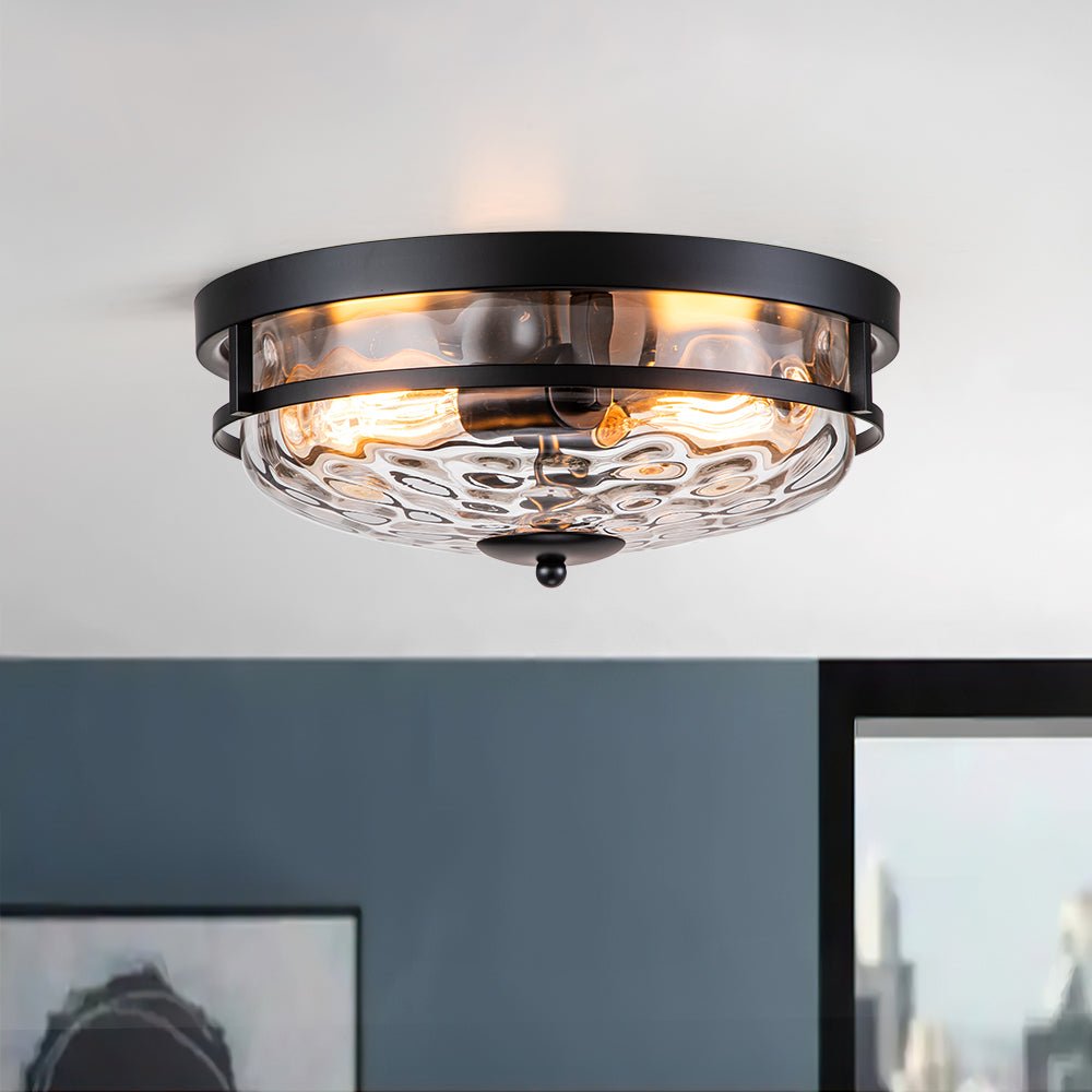 Norvia Minimalist Glass Flush Mount Ceiling Light - Lamp Copper