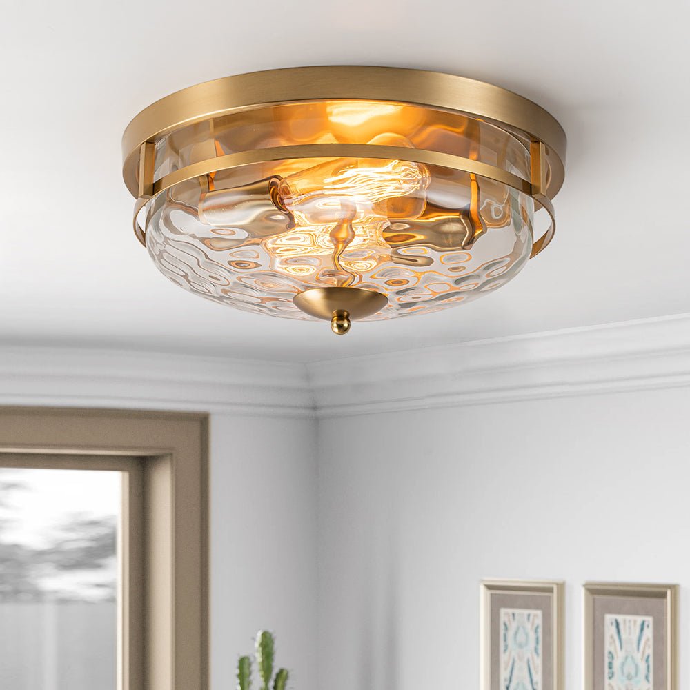 Norvia Minimalist Glass Flush Mount Ceiling Light - Lamp Copper