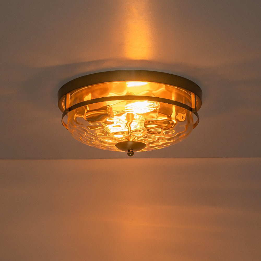 Norvia Minimalist Glass Flush Mount Ceiling Light - Lamp Copper