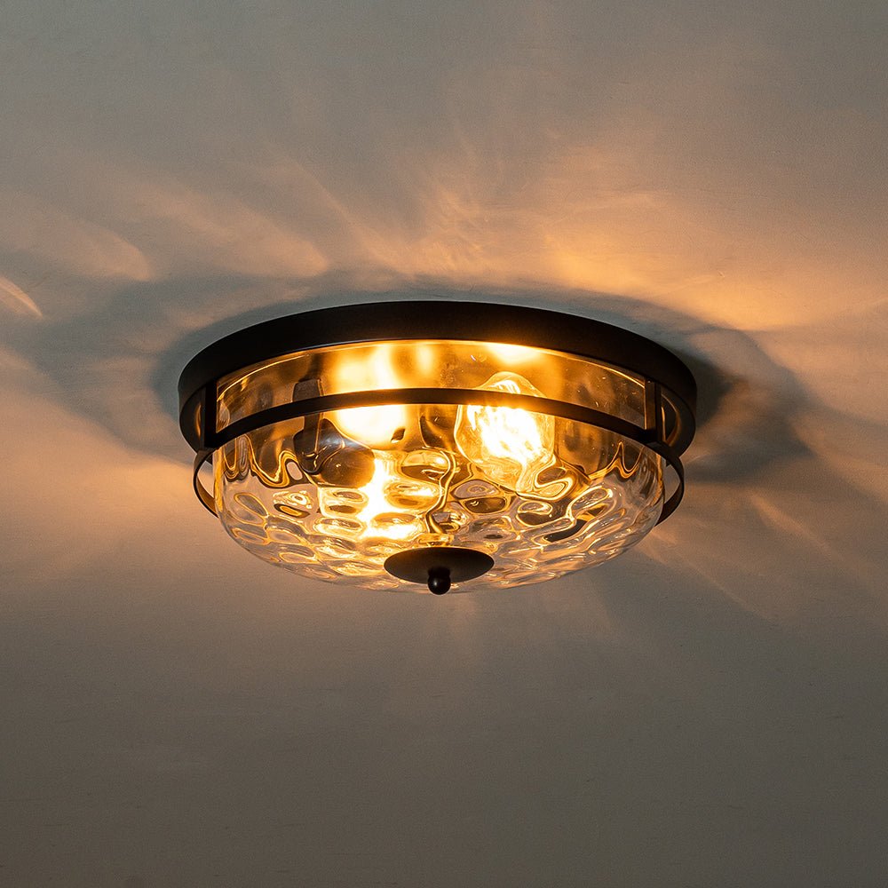 Norvia Minimalist Glass Flush Mount Ceiling Light - Lamp Copper