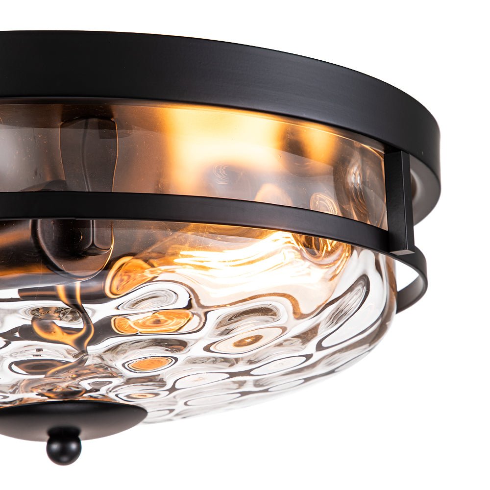 Norvia Minimalist Glass Flush Mount Ceiling Light - Lamp Copper