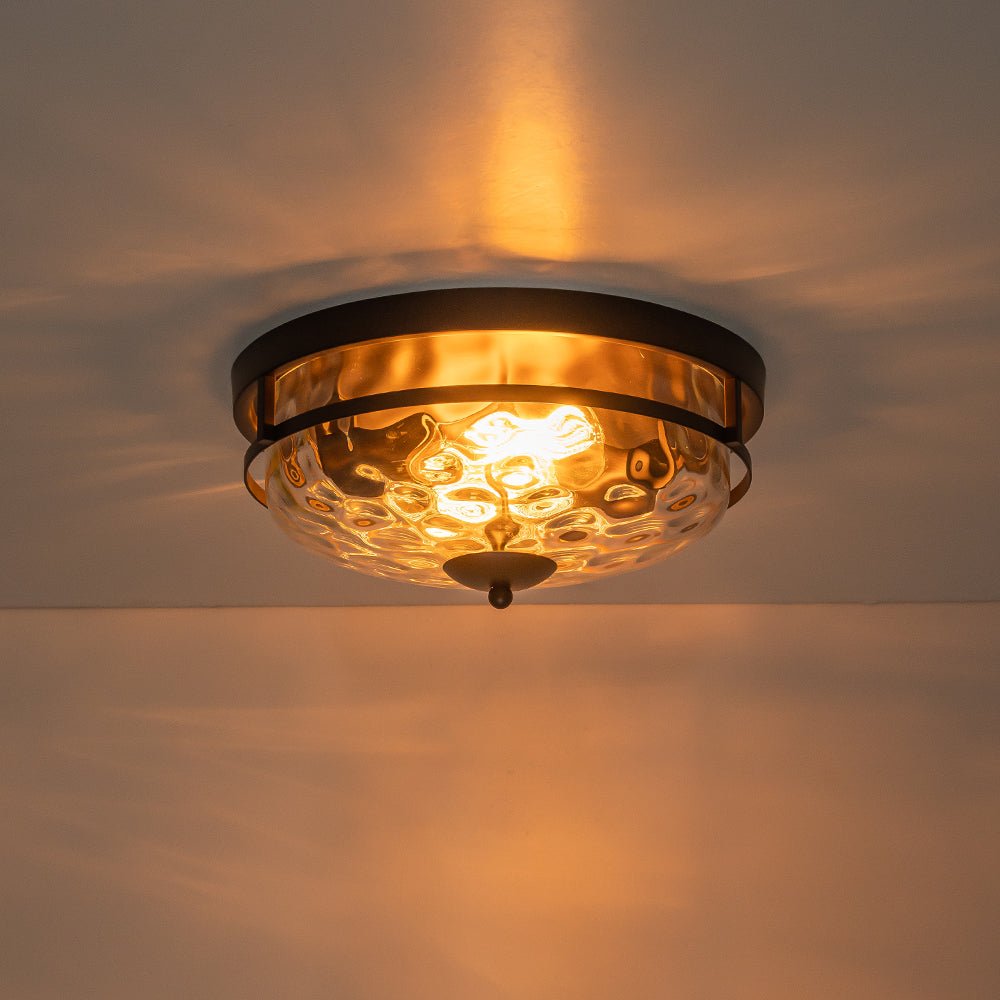 Norvia Minimalist Glass Flush Mount Ceiling Light - Lamp Copper