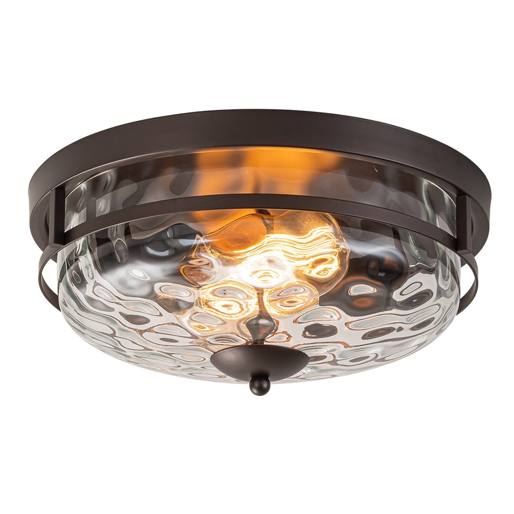 Norvia Minimalist Glass Flush Mount Ceiling Light - Lamp Copper