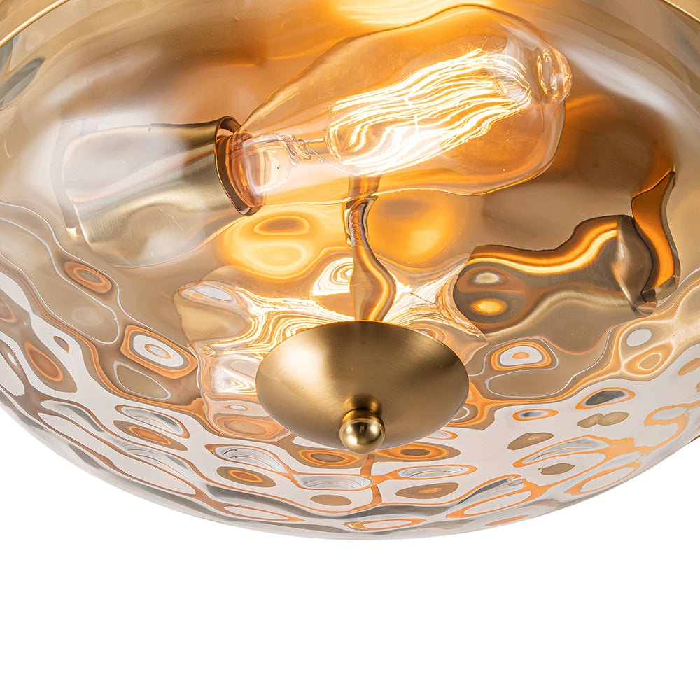 Norvia Minimalist Glass Flush Mount Ceiling Light - Lamp Copper