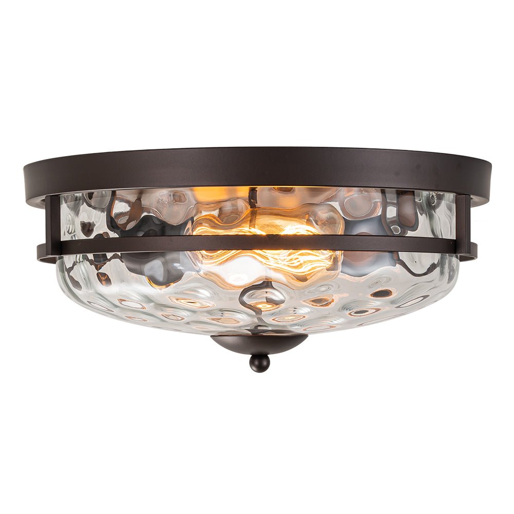 Norvia Minimalist Glass Flush Mount Ceiling Light - Lamp Copper