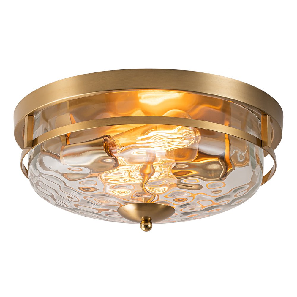 Norvia Minimalist Glass Flush Mount Ceiling Light - Lamp Copper