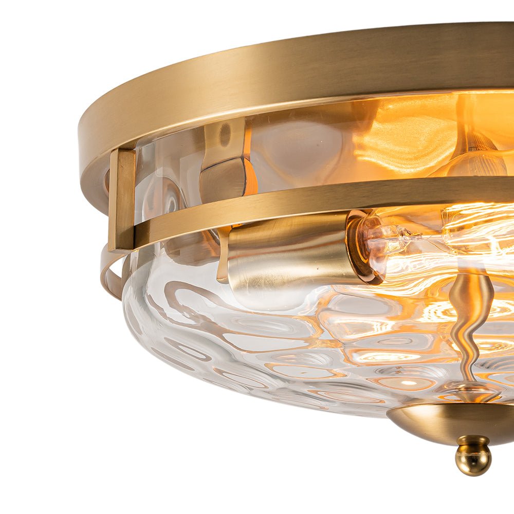 Norvia Minimalist Glass Flush Mount Ceiling Light - Lamp Copper