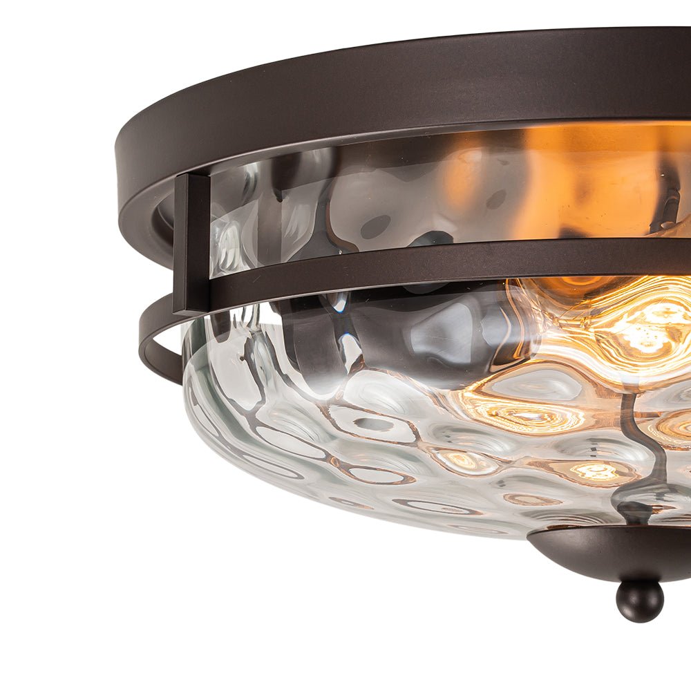 Norvia Minimalist Glass Flush Mount Ceiling Light - Lamp Copper