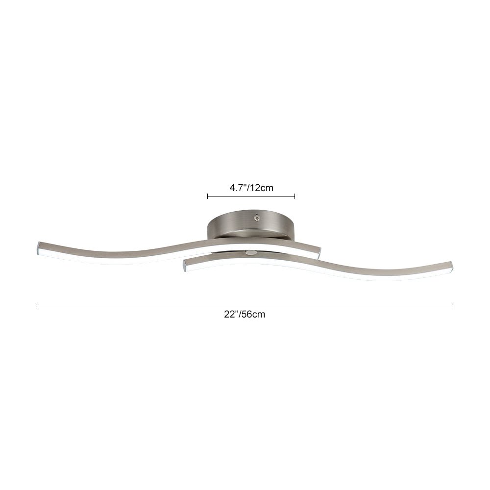 Kveld Wavy Linear Metal Flush Mount Wall Light - Lamp Copper