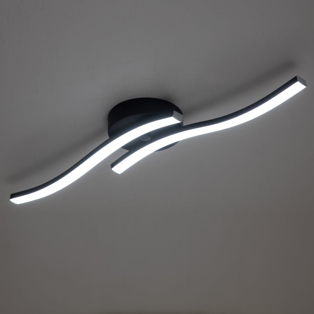 Kveld Wavy Linear Metal Flush Mount Wall Light - Lamp Copper