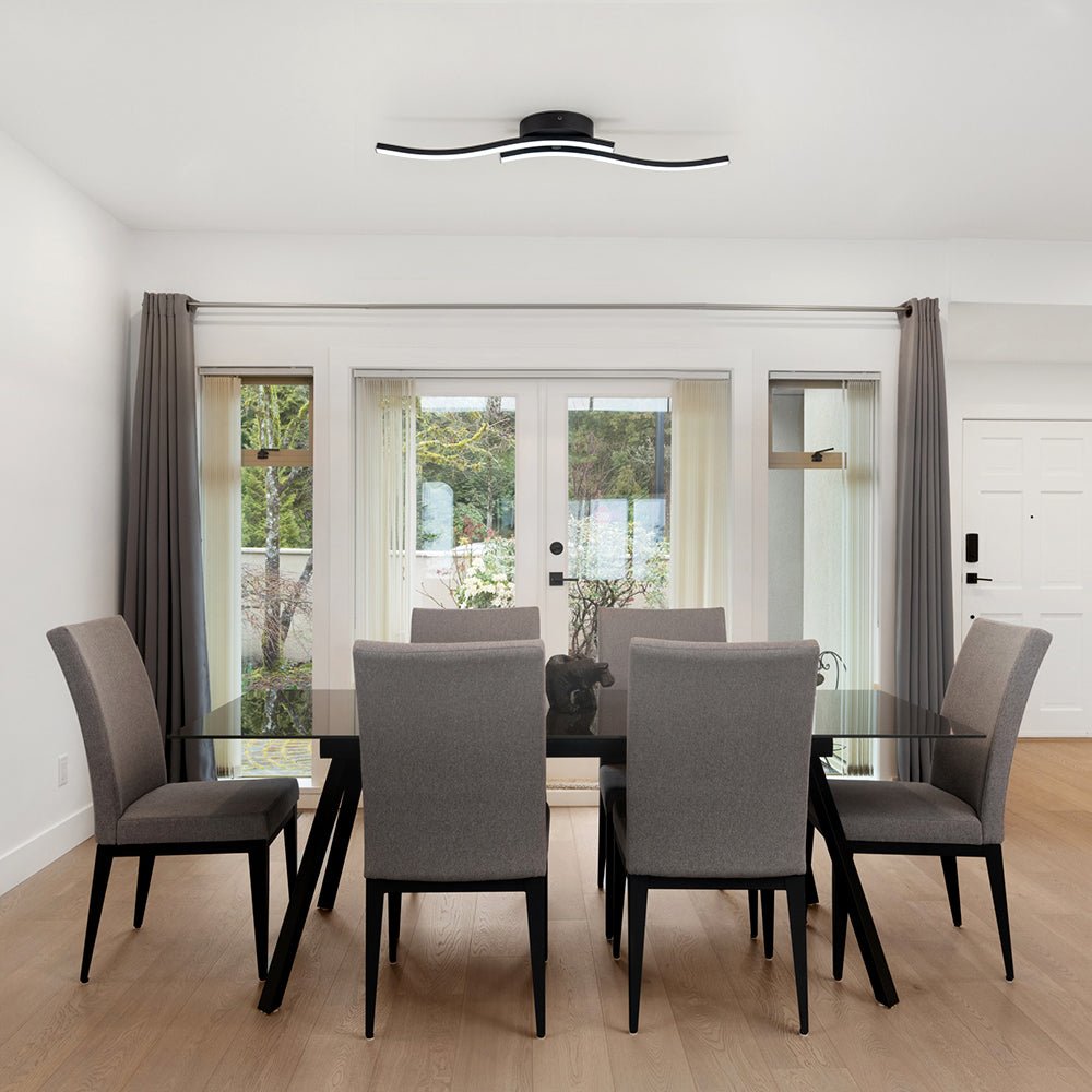 Kveld Wavy Linear Metal Flush Mount Wall Light - Lamp Copper