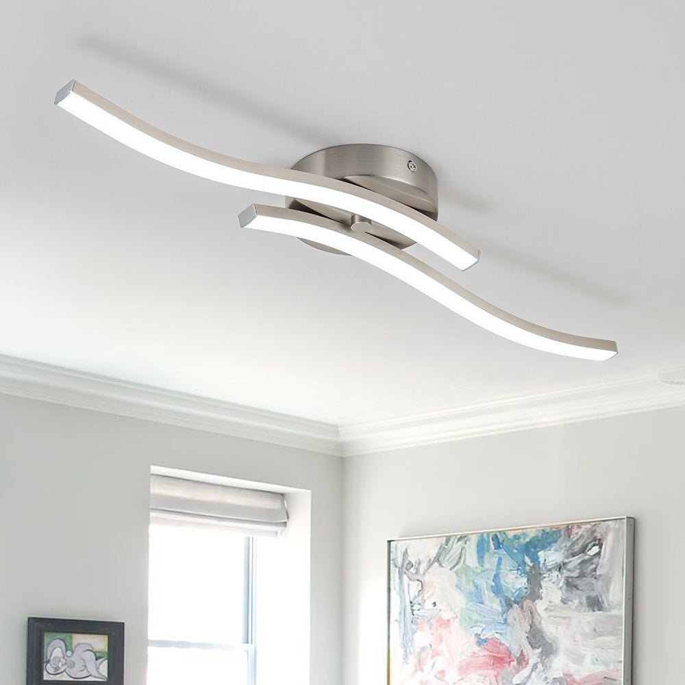 Kveld Wavy Linear Metal Flush Mount Wall Light - Lamp Copper