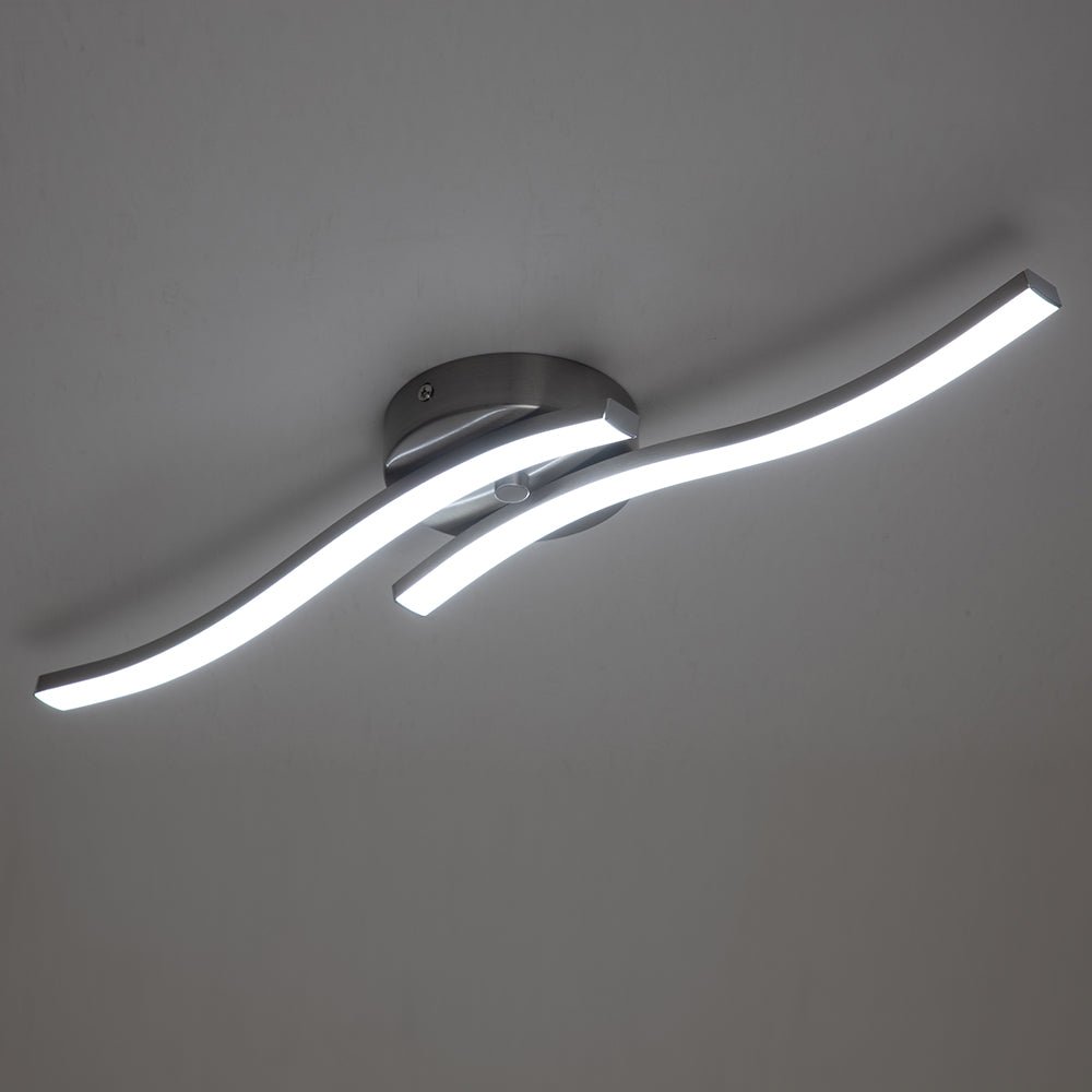 Kveld Wavy Linear Metal Flush Mount Wall Light - Lamp Copper