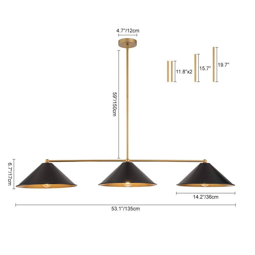 Rauduvix Black Cone Shade Metal Pendant - Lamp Copper