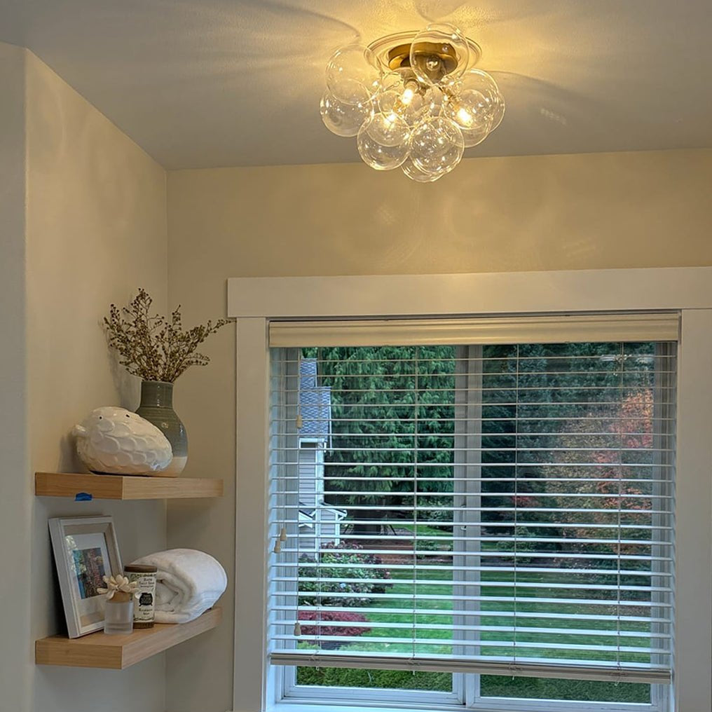 Lumira Globe Bubble Brass Glass Ceiling Light - Lamp Copper