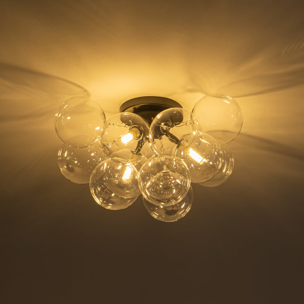 Lumira Globe Bubble Brass Glass Ceiling Light - Lamp Copper