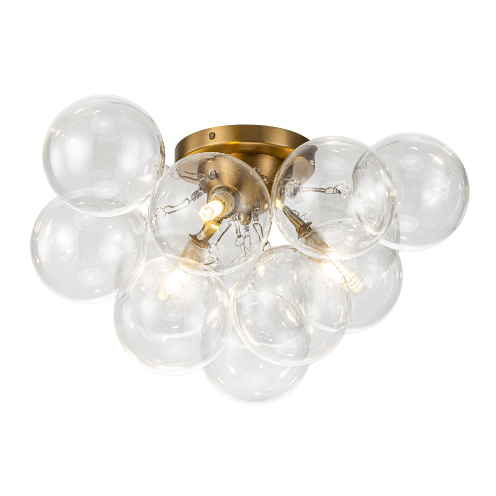 Lumira Globe Bubble Brass Glass Ceiling Light - Lamp Copper