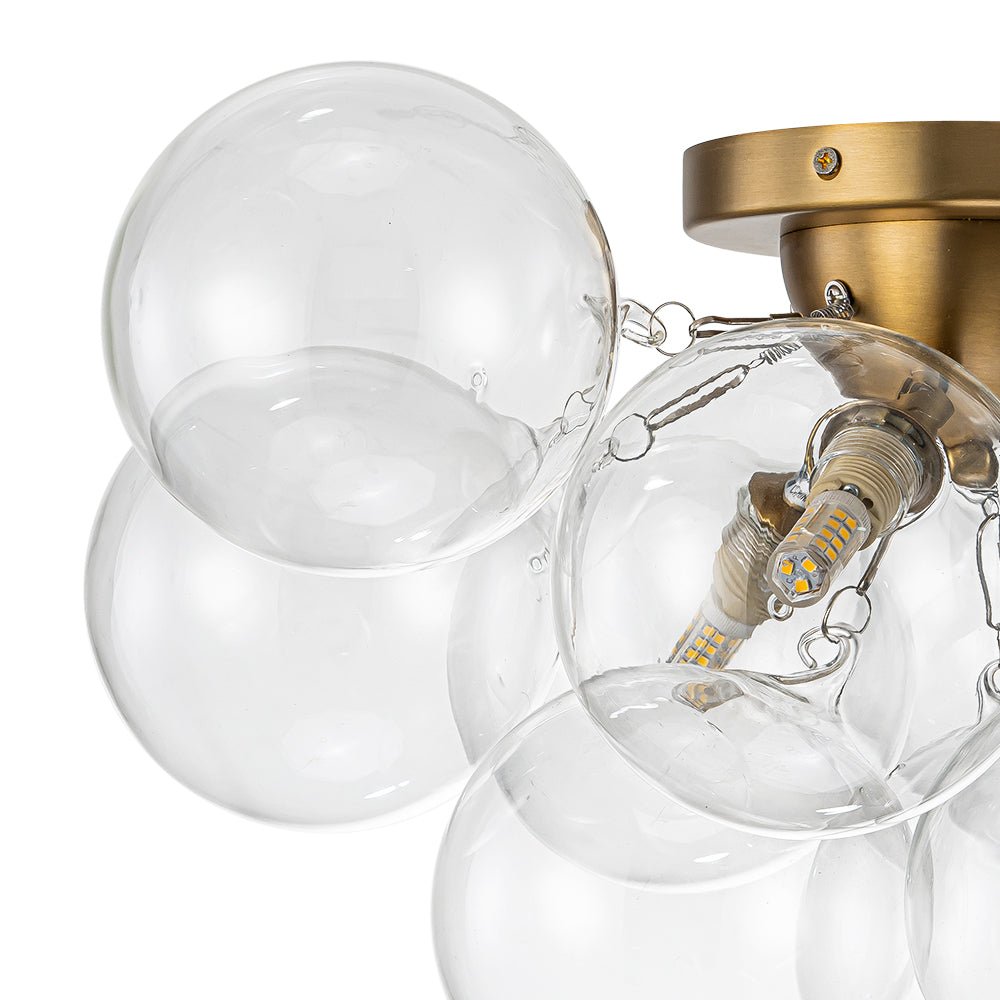 Lumira Globe Bubble Brass Glass Ceiling Light - Lamp Copper