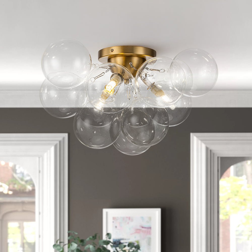 Lumira Globe Bubble Brass Glass Ceiling Light - Lamp Copper