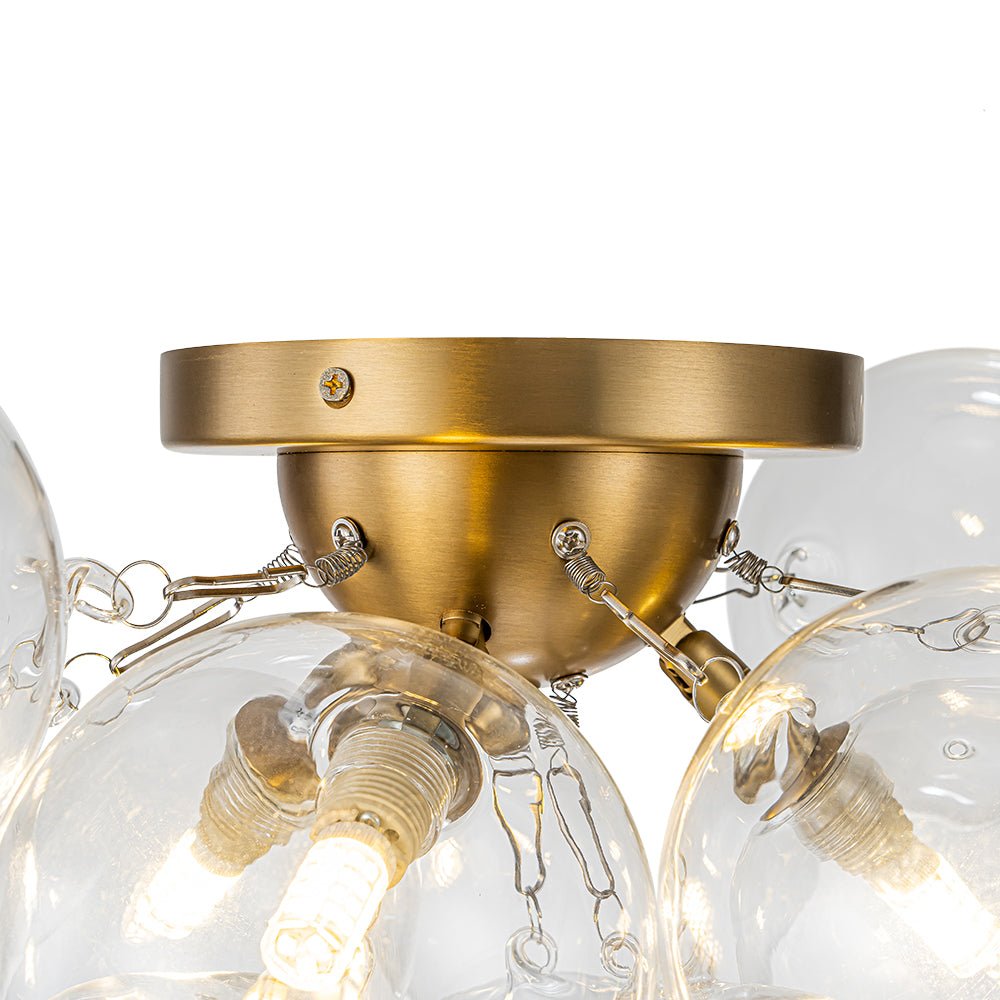 Lumira Globe Bubble Brass Glass Ceiling Light - Lamp Copper
