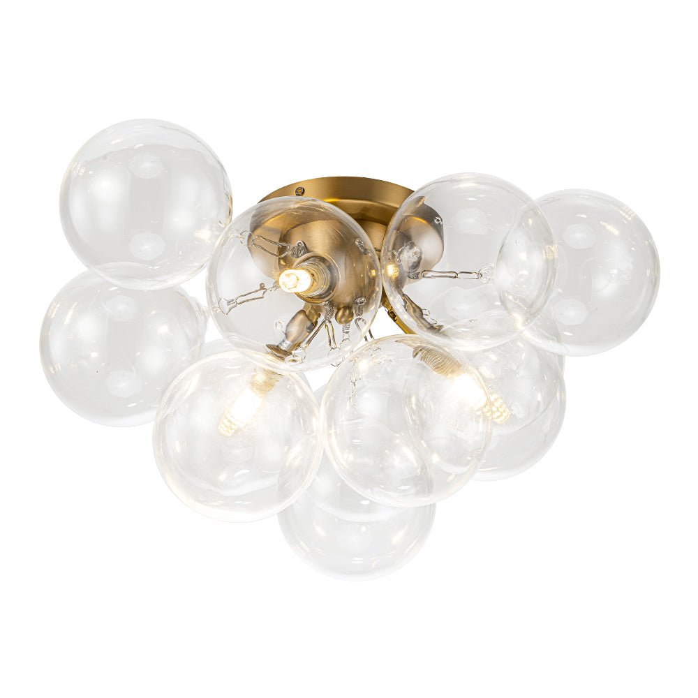 Lumira Globe Bubble Brass Glass Ceiling Light - Lamp Copper