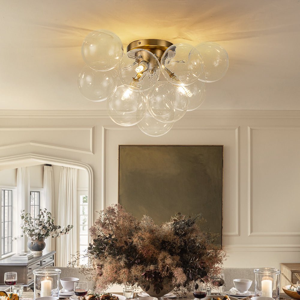 Lumira Globe Bubble Brass Glass Ceiling Light - Lamp Copper