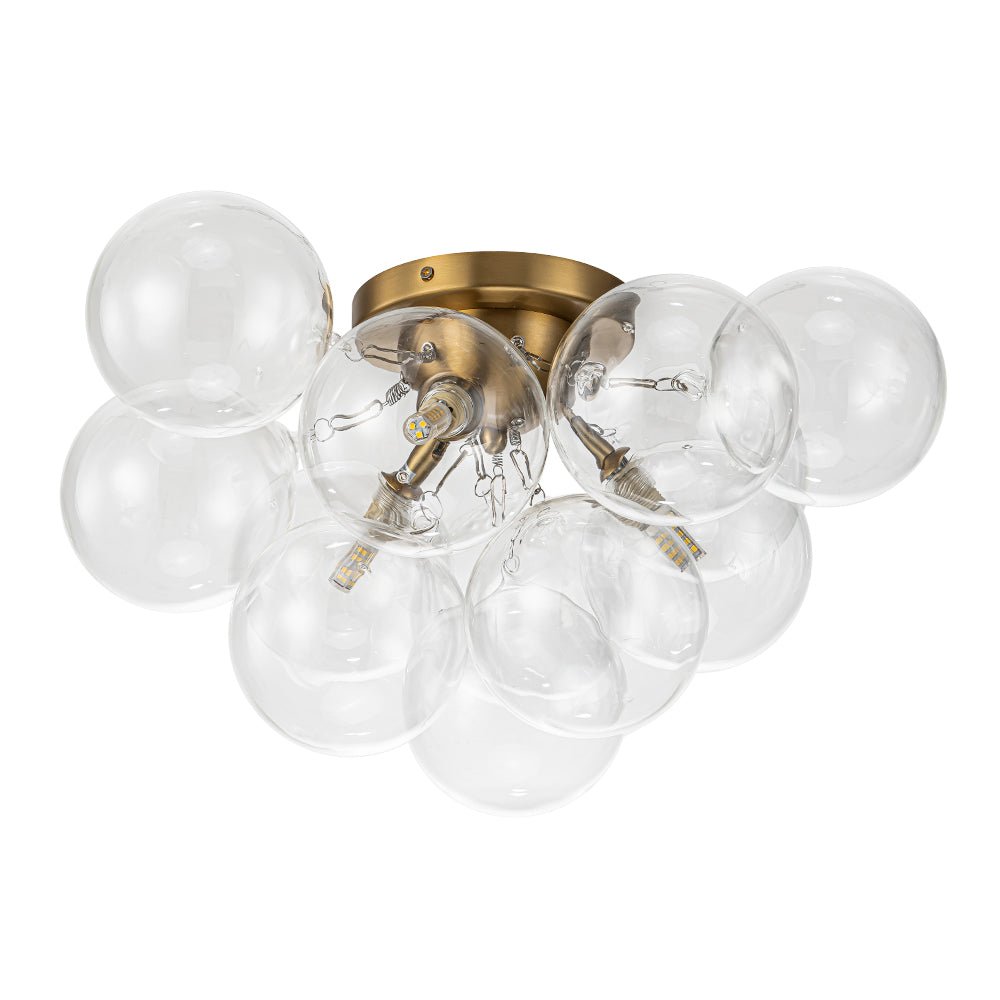 Lumira Globe Bubble Brass Glass Ceiling Light - Lamp Copper