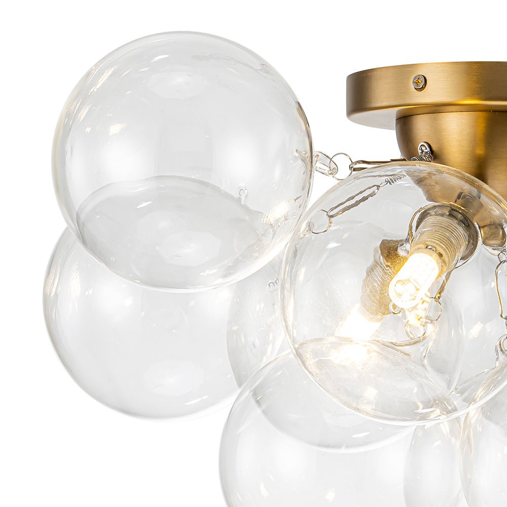 Lumira Globe Bubble Brass Glass Ceiling Light - Lamp Copper