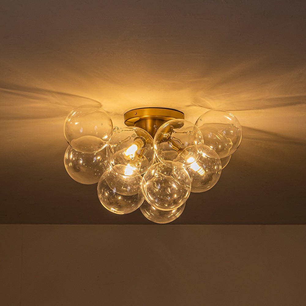 Lumira Globe Bubble Brass Glass Ceiling Light - Lamp Copper