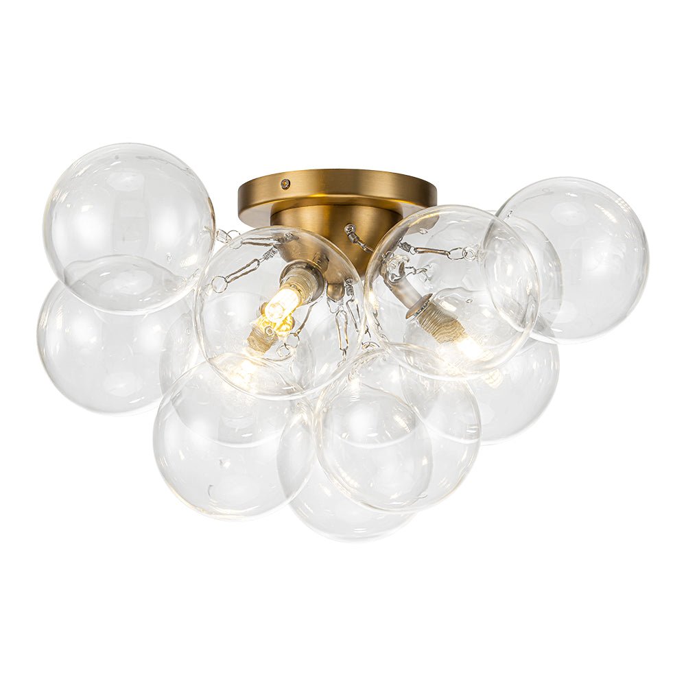 Lumira Globe Bubble Brass Glass Ceiling Light - Lamp Copper