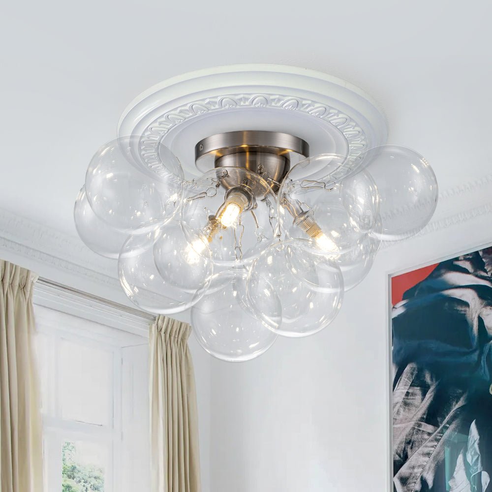 Lumira Globe Bubble Brass Glass Ceiling Light - Lamp Copper