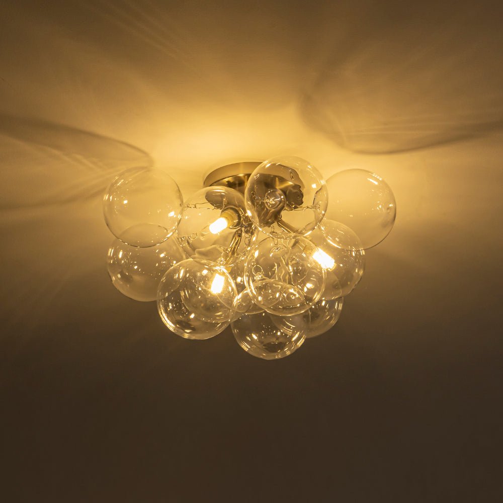 Lumira Globe Bubble Brass Glass Ceiling Light - Lamp Copper