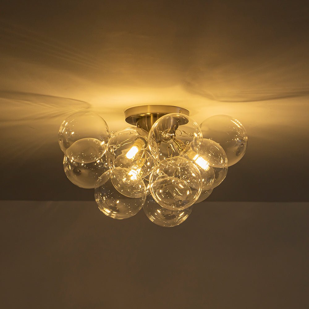 Lumira Globe Bubble Brass Glass Ceiling Light - Lamp Copper