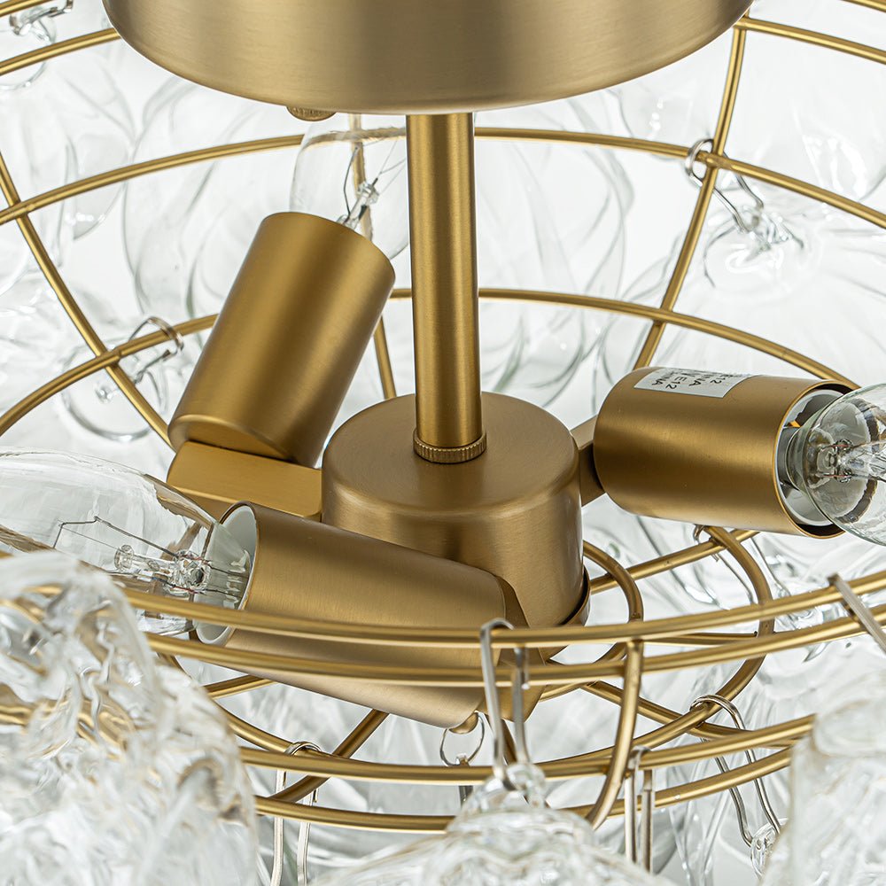 Ildvor Sculpture Glass Semi Flush Chandelier - Lamp Copper