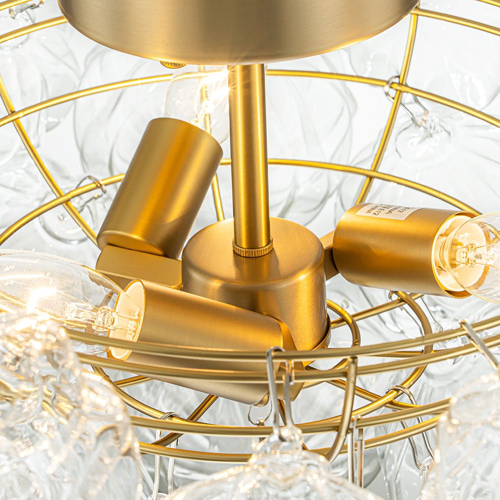 Ildvor Sculpture Glass Semi Flush Chandelier - Lamp Copper
