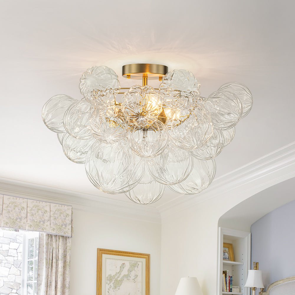 Ildvor Sculpture Glass Semi Flush Chandelier - Lamp Copper